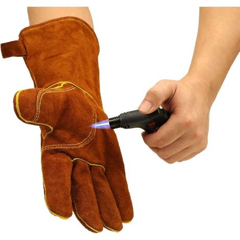 Gants soudage cuir résistants chaleur feu pour cheminée barbecue four grillade (1/5)