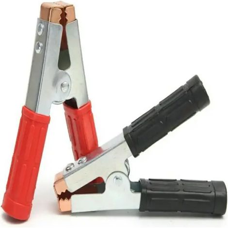 2er-Set isolierte Krokodilklemmen für Autobatterien, kupferbeschichtet, 600 A, rot - schwarz