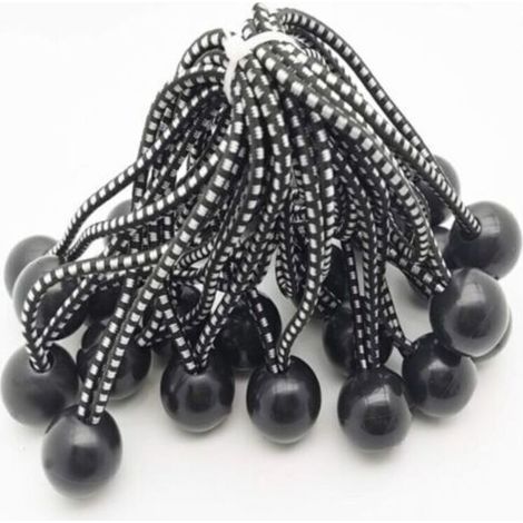 Tendeur élastique professionnel pour bâches et tentes – Lot de 25 pièces en caoutchouc noir, 150 mm avec boule (1/5)