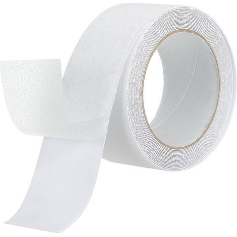 Bande antidérapante pour escalier - Ruban adhésif - Imperméable - PVC - Ruban antidérapant autocollant - pour Escalier, Sol, Seuil - Intérieur et Extérieur - Transparent - 10m x 50mm (1/5)