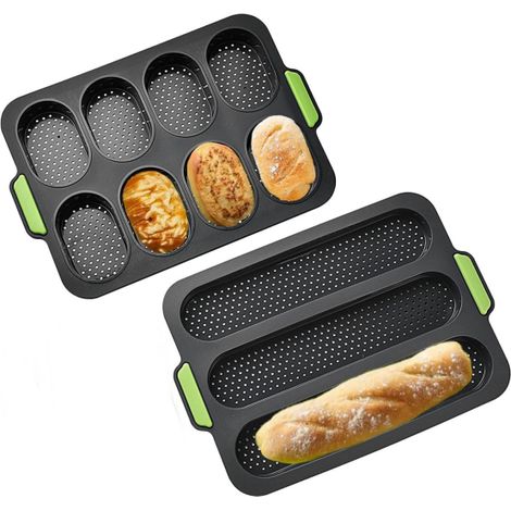 Antihaft-Silikon-Baguetteform, längliche Brotform, Hot-Dog-Baguetteform (Grau, Baguette)