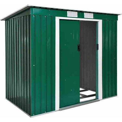 Abri de jardin en métal Vert 214 X 130 X 185 cm. Toit plat (1/5)