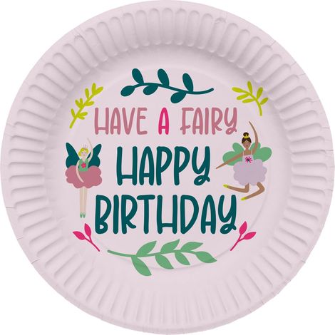 Assiette jetable anniversaire papier Assiettes - 23 cm - 8 pièces Motif fée Décorations (1/5)