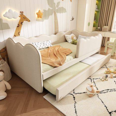 Cama nido 90x190 con cama extra lino beige HAVRYA (1/5)