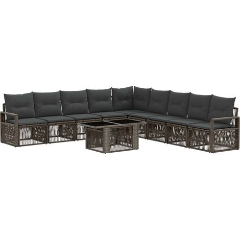 Set Divano da Giardino 10 pz Grigio e Grigio Scuro polyrattan vidaXL (1/5)