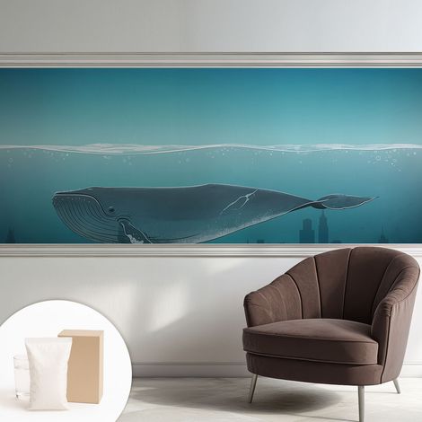 Papier peint intissé mural avec imprimé pour décoration pour salon pour chambre à coucher pour entrée Harmonie aquatique 250x104 cm (1/5)