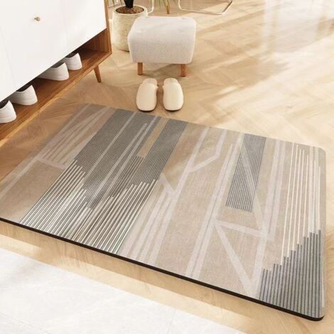 Tapis de sol de salle de bain, gris-brun, 4060cm, 1 pièce, absorbant, antidérapant, séchage rapide, résistant aux taches. (1/5)