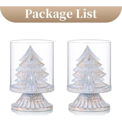 Lot de 2 Bougeoirs Chandelier en Blanc Métal Supports pour Bougies Piliers, Bougeoirs en Détresse de L'ouragan Préfèrent Pièces (1/4)