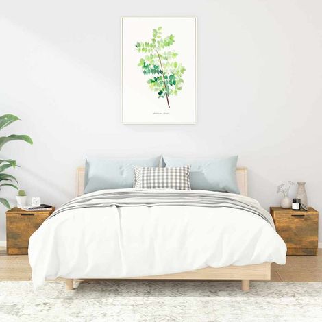 vidaXL Mesitas de noche 2 unidades color roble ahumado 40x39x40 cm (1/5)