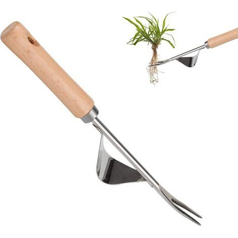 Désherbeur Manuel en Acier Inoxydable avec Outil de Manche en Bois Utilisé pour Le Désherbage Rapide des Sols et des Jardins Y-Shape Manuelle Désherbage Racine Fourche (1/5)