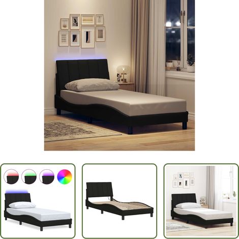 vidaXL Oreiller de tête - Cadre de lit sans matelas Hanko noir 90x200 cm tissu (1/5)