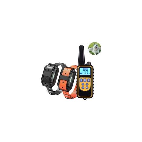 Collier de dressage deux chiens rechargeable IP67, 800 m, 99 modes vibration/choc/son –
