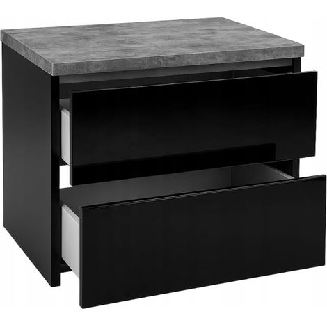 Meuble de salle de bain suspendu noir 80x50cm avec plan de travail pour vasque Modus (1/4)