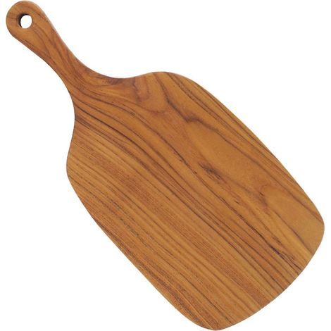 Planche à Découper JAMBON en Teck Naturel 44x20cm - Avec Manche - Idéale Cuisine et Planche Apéritive