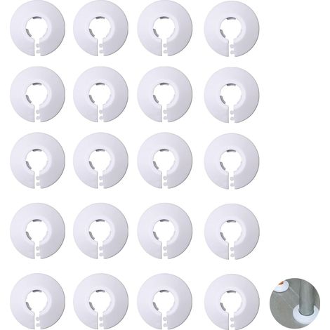 Tapa para tubo de radiador - Tapa para tubo de agua - Tapa decorativa para tubo - Para tubos de 16 mm de diámetro - 20 unidades - Blanco (1/5)