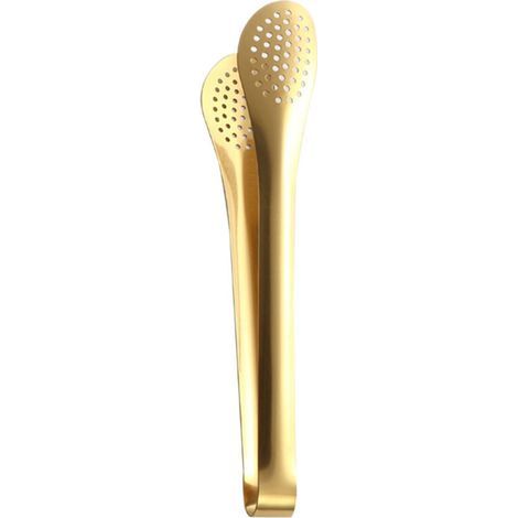 Set of 4 stainless steel serving tongs, handy mini tongs for serving ice cream and other kitchen and bar utensils, gold color (1/5)