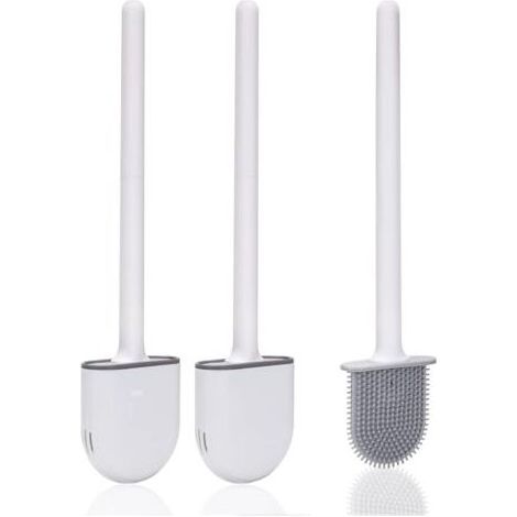 Brosse Toilette Silicone,Brosse WC Silicone et SupportsAvec des Poils Doux et Une Poignée Antidérapante Brosse Toilette Silicone Nettoyage Rapides Brosse WC Suspendu(2 pièces) (1/5)