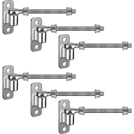 Lot de 6 charnières de portail M12 - Pour charge lourde - 16 mm - Crochet en J à boulon - Plaque en acier inoxydable - Réglable à vis - Pour portail de ferme, champ, clôture en bois - 254 mm (1/5)