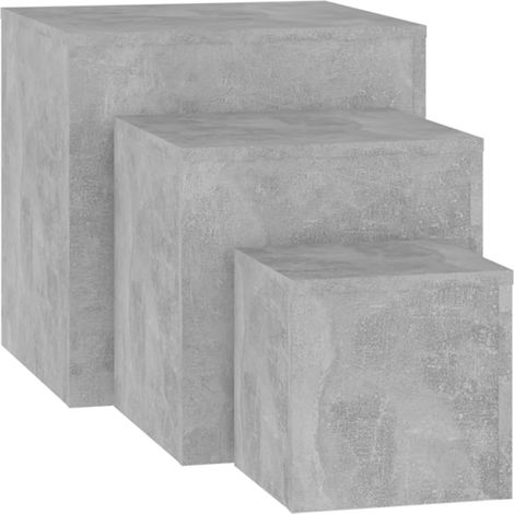 Tables d'appoint bois gris béton Palo - Lot de 3 (1/5)