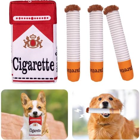 Zigarettenspielzeug für Hunde, Zigarettenspielzeug, Hund, quietschendes Hundespielzeug mit Hundespielzeug, Hundespielzeug, Hundespielzeug, interaktives Plüschspielzeug (1/5)