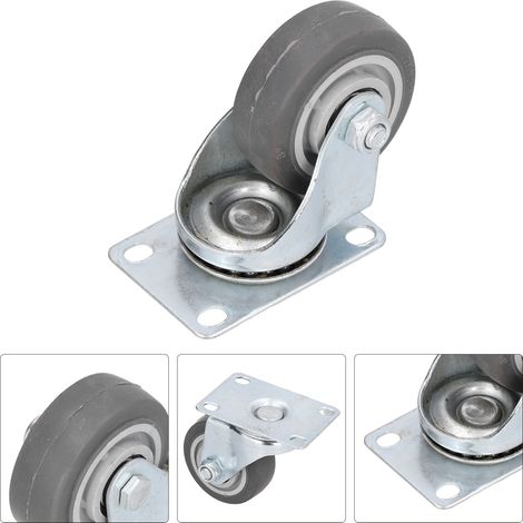 Industrielles, geräuscharmes Lenkrad mit 360°-Drehung, 2-fach gelagert, aus TPR-Gummi, Durchmesser 75 mm, grau (1/5)