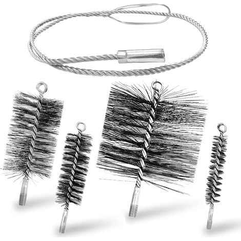 5 in 1 Chimney Cleaning Kit for Pellet Stove and Ducts, Hedgehog Cleaning Soft Sheaths/Pipes, 5 Metal Brushes Anti-Rust (1/5)