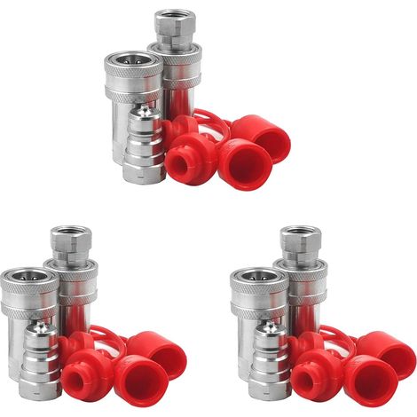 3Ensemble 3/8 Pouces NPT Thread ISO7241-1A Ensemble de Coupleur Hydraulique à DéConnexion avec Capuchon Anti-PoussièRe (1/5)