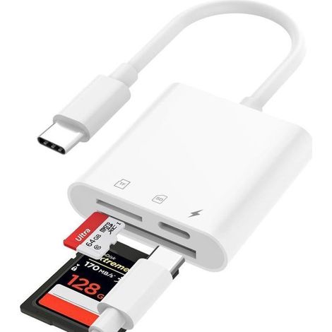 Usb C Lecteur De Carte Sd, Adaptateur Carte Sd Usb C Avec Double Emplacement Sd/Tf, Adaptateur De Carte Mémoire De (1/5)