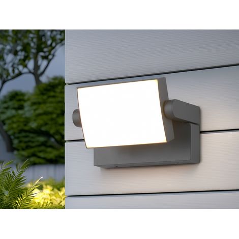 LED Außenwandleuchte KANSAS aus Aluminium in Anthrazit, Breite 20cm