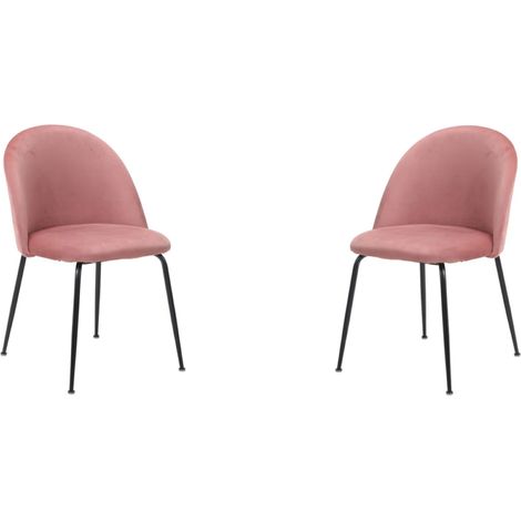 Sedia da cucina velluto Rosa e gambe in metallo Nero - PARIS 2 sedie (1/5)
