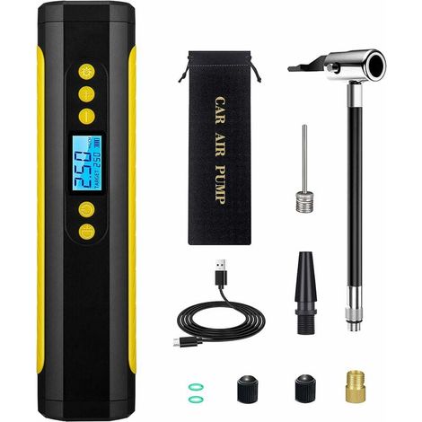 Compresor portátil, inflador de neumáticos eléctrico recargable de 140 PSI, compresor de automóvil inalámbrico, con pantalla digital LED, compresor de aire, inflador eléctrico para automóvil, motocicl (1/5)