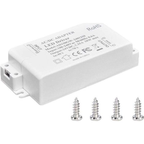 Transformateur de lumière LED 30W DC 24V 1.25A, alimentation à tension constante AC 100‑240V, accessoires d\'éclairage pour bande LED