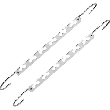 Lot de 2 cintres métalliques multifonctions gain de place, coloris argent (1/3)