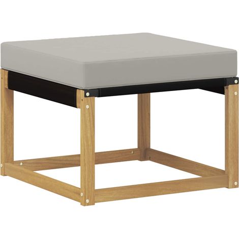 Outdoor-Fußhocker Massivholz Akazie und Textilene Stoff Weiß vidaXL
