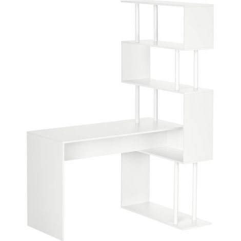 Bureau d'angle avec Étagères de Rangement 120 x 80 x 176 cm Blanc (1/5)