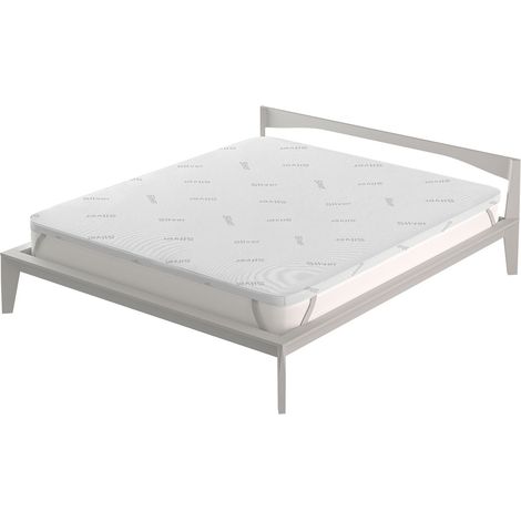 Topper Matrimoniale Maxi 180x200 cm Memory Sfoderabile Fodera Silver con Elastici in Poliestere e Fibra Bianco