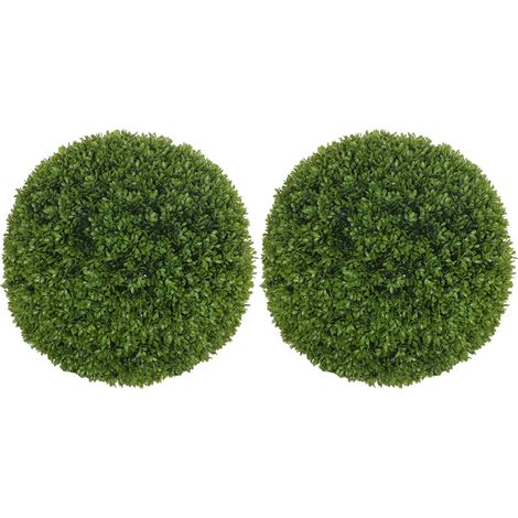 Lot de 2 boules de buis artificiel, 40 cm, plantes artificielles en plastique, fausses plantes pour salon, chambre, bureau, jardin, décoration moderne, cadeau