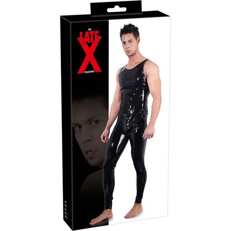 Late X - Mono de látex negro para hombre con tirantes, talla XL (1/4)
