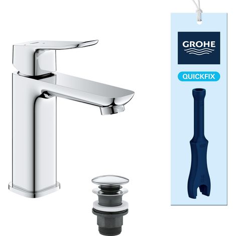 GROHE Dice - Miscelatore Lavabo Smooth Body con Set Scarico Push-Open (Taglia M, Cartuccia Ceramica 28 mm (1/5)