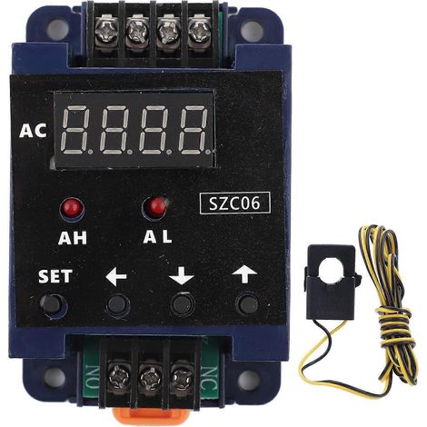 Ampèremètre numérique SZC06 DC8–35V AC, plage de mesure 0,3–50A, limite supérieure et inférieure, temporisation d'alarme, détection par relais