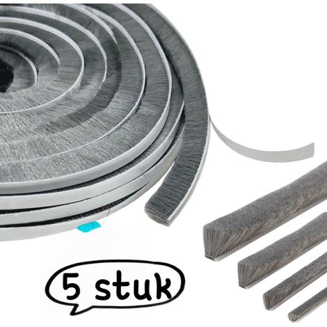 Kit de 5 joints d'étanchéité adhésifs pour portes et fenêtres en PVC et alliage d'aluminium, étanches, dimensions 9 mm x 5 mm x 1 m, couleur grise. (1/5)