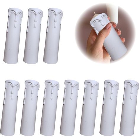 Bougies Lustre Tubes, Lustre Bougies Couvre, Couvercle de Bougie Manchon, Anti-Goutte Manchon, Douille de Bougie en Plastique, Fourreau de Bougie, pour Remplacer Lustres Appliques, 10 Pièces (1/5)