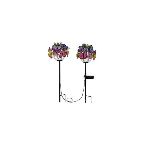 EASYCOMFORT Lot de 2 lampes solaires papillon pour décoration de jardin et terrasse (1/5)