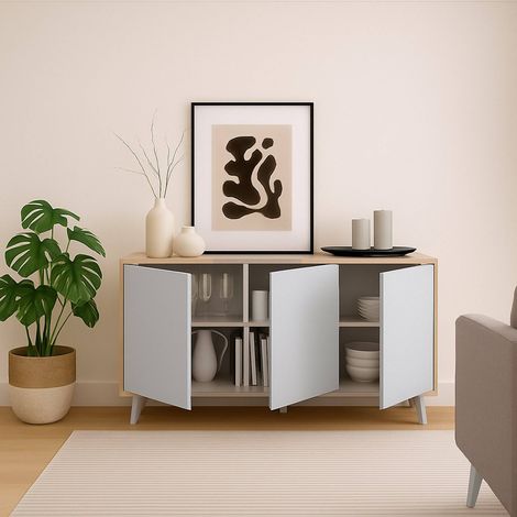 Credenza - 3 Ripiani 6 Vani, Marrone Rovere, -, 153.9x39.6x72h cm Juneau (1/4)