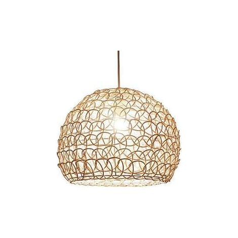 Rhafayre Lustre Suspension 25 Cm Country Style Rétro Lampe Suspendue En Rotin Tissé À La Main En Bambou Abat Salon Chambre Hauteur Réglable Lampe De Plafond Lampe Salle À Manger Plafond Plafonnier Dro (1/5)