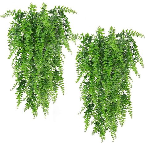 Faux Boston Ferns - Fausse Liane De Lièvre 85 Cm - Décoration Murale Intérieure Extérieure - Lot De 2 (1/5)