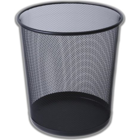 Cestino per rifiuti in metallo a rete nera - 26 x 23 cm - Cestino per la raccolta differenziata della carta in metallo per ufficio, casa, camera da letto, scuola - Cestino per rifiuti rotondo per scri (1/5)