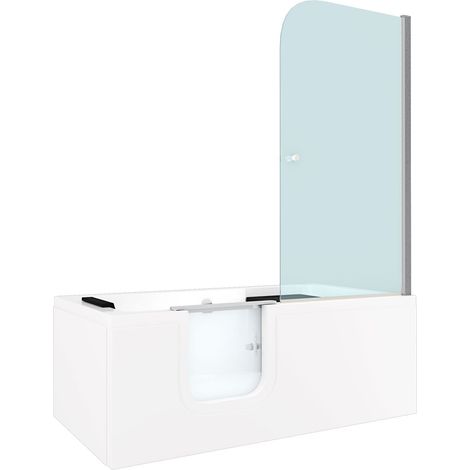Seniorendusche und Sitzwanne Kombination Wanne mit Tür S15D-L-EC 160x85x215cm MIT 2K Scheiben Versiegelung