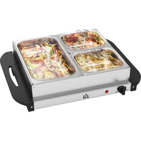 4.5L Stainless Steel Electric Buffet Server-with 3x Trays and Lids