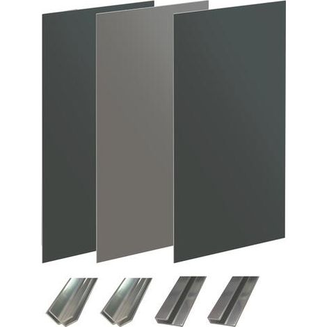 ONDEE - Kit instalación paneles murales nicho WALLDECO 120cm gris antracita perfil cromado (1/4)